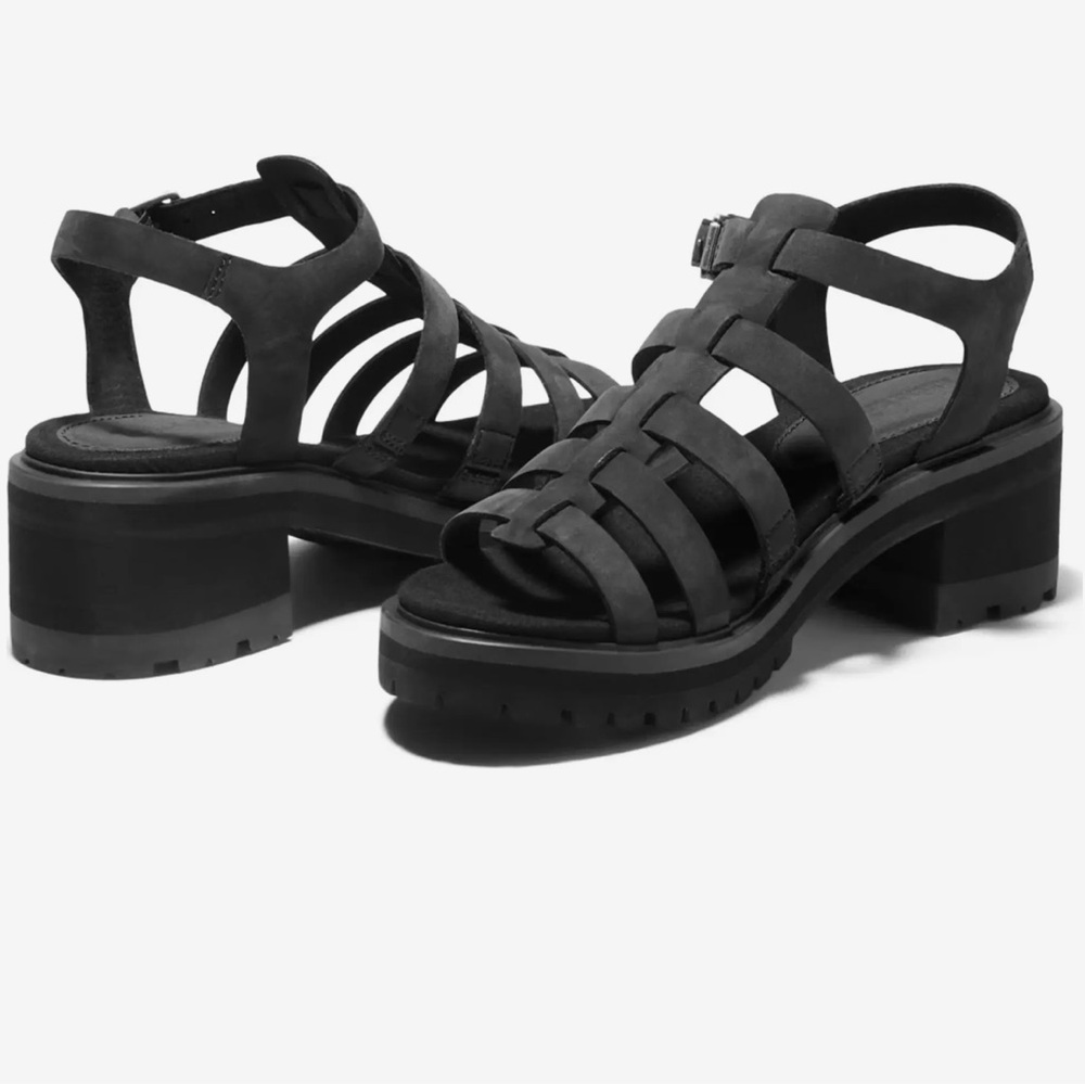 Brand New Timberland premium leather black platform heels memoryfoam footbed 7.5